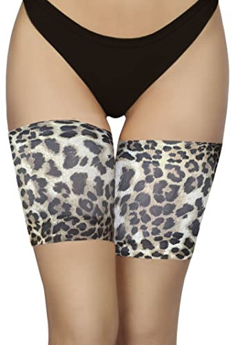 Annes styling Bandas de muslo antirozaduras para mujer, tiras protectoras de silicona con forro de satén., Pantera, S