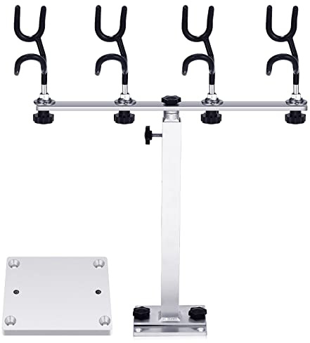 Sotiff 1 Set Crappie Fishing Rod Holders for Boat Catfish Pole Holder Trolling Rod Rack Anglers Fishing Boat Accessories with Replacement Mounting Plate and 360 Degree Rotation Adjustable Height