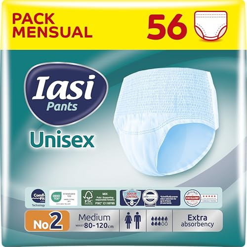 56 x Incontinence Pants Women and Men | Adult Nappies | Pull-Ups | Soft-Stretch Waistband | Extra Absorbency | Unisex | Size Medium