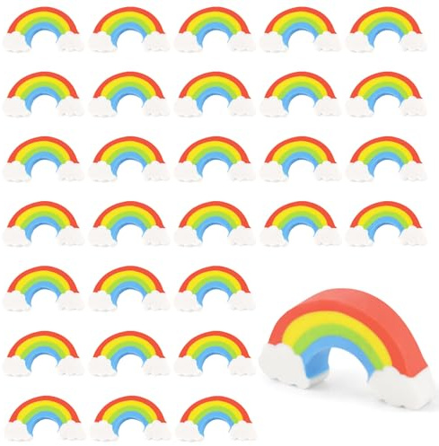 TNSLAND 36 stycken regnbågsradergummin, färgglada suddgummin, Kawaii suddgummin, barns födelsedagskalas present för flickor pojkar, skolstart gåva