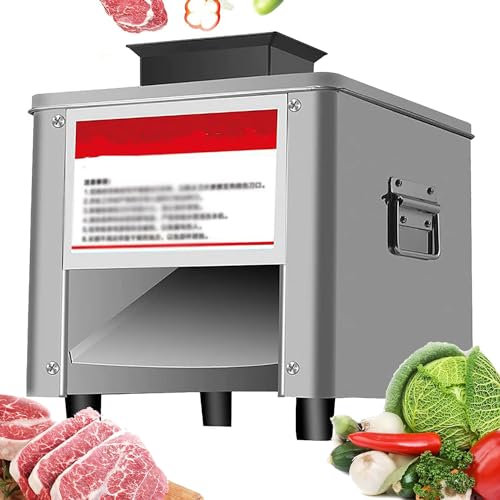 Qiang Cortadora De Carne Comercial 200Kg/H 850W Cortadora Fiambre Electrico Acero Inoxidable Rebanadora Carne Profesional Tiras Cubos Carne Picada,para Restaurantes Carnicerías,3.5mm