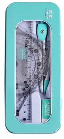 Thapncow Zirkel Set Geometrieset 7-Teili, Zirkel im Etui, Zirkel Set, das Von Kindern Geliebt Wird, mit Schnellverstellzirkel, Geodreieck, Parabel, Bleistift, Lineal, Spitzer und Ersatzminen