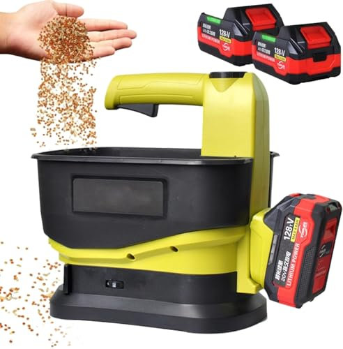 WaaYb Épandeur d'engrais portatif, épandeur de graines de pelouse électrique sans Fil de 5,5 L, épandeur de sel alimenté par Batterie de 2 * 4,0 Ah, débit Variable, Largeur réglable à 6 Niveaux