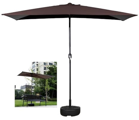 Parasol de marché demi-rectangulaire avec manivelle et base Idéal pour terrasse, balcon, terrasse, jardin, parasol pour mur ou fenêtre