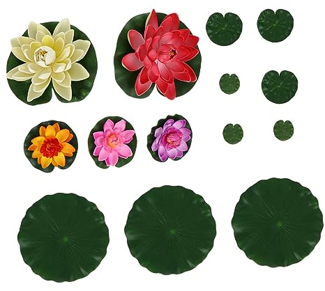 Alipis Decoración Loto Falso para Estanque 14 Pcs Adorno Nenúfar Artificial Flotante