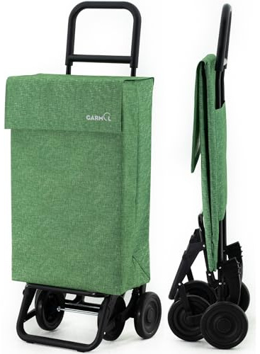 GARMOL Carro de la Compra Plegable 48 litros | Carro de la Compra 4 Ruedas Gran Capacidad | Carrito Compra 4 Ruedas Plegable Color Verde