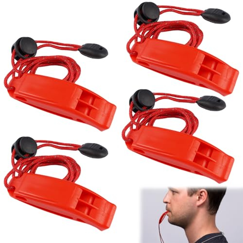 4 Pièces Sifflet De Survie,17mm Sifflet de Secours avec Cordon