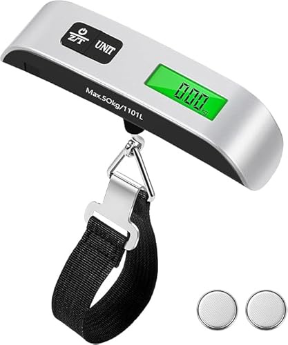 Digital Luggage Scale with Temperature Sensor – 110lb/50kg Capacity, Backlit LCD, Tare Function, Lightweight & Portable - Black