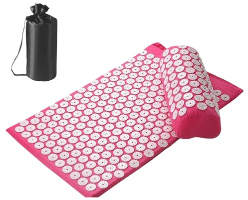 Pressure Point Mat - Massage Mat | Pressure Pad with Pillow | Heaviness Back Pad | Pure Cotton + ABS + Sponge Massage Pillow Set | Mediation Accessories for Home, Office Or Travel, Neck & Back