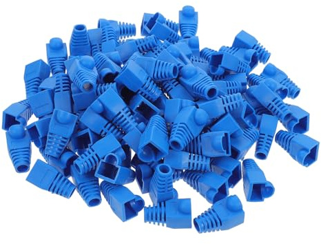 Gatuida Cubierta Protectora para Conector Cat6, 100 Piezas, Tapa De Plástico para Botas De Cable, Resistente Al Agua, Uso Redes Ethernet, Color Azul, Protección contra Roturas y Contactos Defectuosos