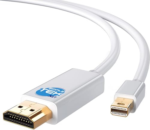 SIMPLETEK - Cable adaptador Mini DisplayPort (Mini DP) a HDMI 4K 60Hz trenzado gris - Transmisión de vídeo y audio de 2 metros