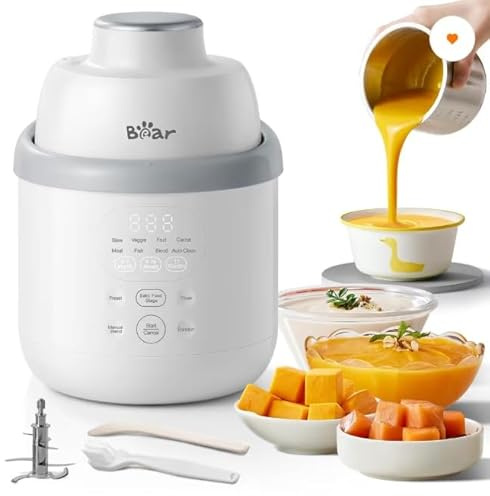 NutriEase AllStage Babymatberedare i rostfritt stål, OneStep automatisk mixer och matberedare för spädbarn