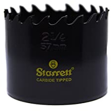 Starrett Tungsten Carbide Tipped Hole Saw - CT214 Deep Cut Holesaw Cutter - For Wood Suspended Flooring Reinforced Concrete & Fibreglass - 57MM