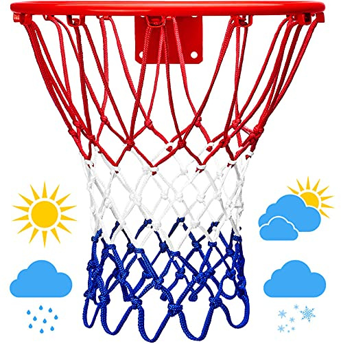 LAO XUE 2025 Upgraded Thickening Heavy Duty Basketball Net, Rainproof Sunscreen for All-Weather 21inches (6.88 Ounce) Standard Thick Nets,12 Loops for Indoor and Outdoor Replacement Net
