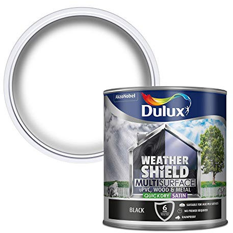 Dulux Weather Shield Multi-Surface Quick Dry Satin Paint, 2.5 L - Black