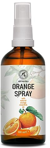 Spray d'ambiance à l'orange 100 ml, avec huile essentielle d'orange - désodorisant naturel pour maison, linge et intérieur - arôme d'agrumes longue durée