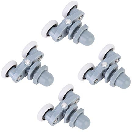 BuyWeek Roulette Porte Coulissante Douche, 4 Pièces Roue de Porte Rail à Rouleau Double Roulettes de Douche pour Salle de Bains (25 mm)