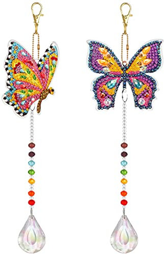 YOMAIDO Sonnenfänger| Suncatchers Diamond Painting Schmetterlinge Kristall Regenbogen Anhänger für Fenster, Garten, Außen, Zuhause Büro