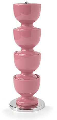 Zeal Stack and Store Egg Cups/Holders, Set of 4 with Chrome Storage and Carry Stand, Melamine, Rose Pink
