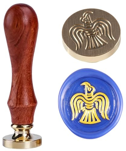 Klassisk traditionell keltisk kråka vax sigillstämpel halloween korp tätning vax stämpelkit 30 mm retro avtagbar mässing sigillstämpel med trähandtag symbol för frihet visdom och rikedom
