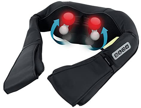 HoMedics Shiatsu Portable Neck Massager with Heat - Deep Tissue Muscle Massage Machine for Neck & Shoulder with 3 Intensity Levels, 3 Massage Heads & Essential Oils Option - Muscle Discomfort Ease