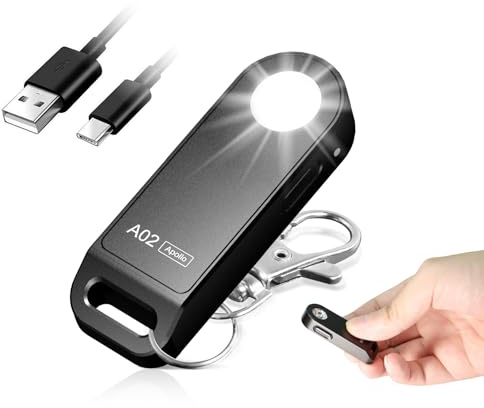 Brinyte A02 Mini EDC Keychain Flashlight Rechargeable USB-C LED Key Chain Light 125 Lumens Bright Tiny Flat Pocket Keyring Light for Camping Hiking Dog Walking Emergency Home Power Outage