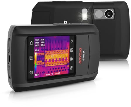 Caméra d'imagerie Thermique GOYOJO 192 x 192 25 Hz Caméra d'imagerie Thermique Portable, Caméra Infrarouge Haute Résolution Idéale pour les Inspections de la Maison, le Dépannage CVC et électrique