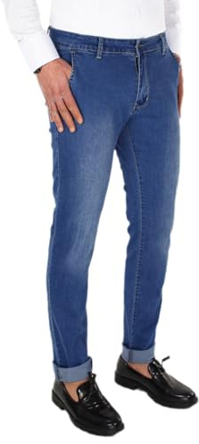 VEQUÈ Jeans Uomo Elasticizzato Tasche America Cotone Leggero Pantalone Casual Elegante Primaverile Estivo (IT, Numero, 52, Regular, Regular, Blu)