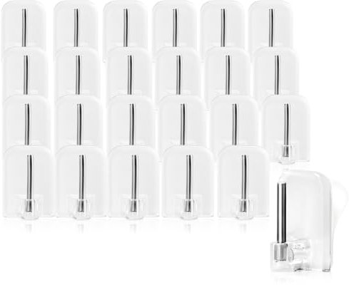 com-four® 24x Selbstklebende Gardinenhaken für Gardinenstangen, Vitragestangen - Klebehaken für Fenster, Fensterhaken - transparent