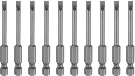 QUARKZMAN 10 Piezas de Puntas de Destornillador Magnético de Ranura Sl4 de 4 mm de Acero S2 para Destornillador de Cabeza Plana con Vástago Hexagonal de 1/4, 2.6 de Largo