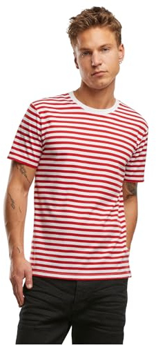 Brandit Jerseytröja för män, randig TS T-shirt, Röd-vit, XL