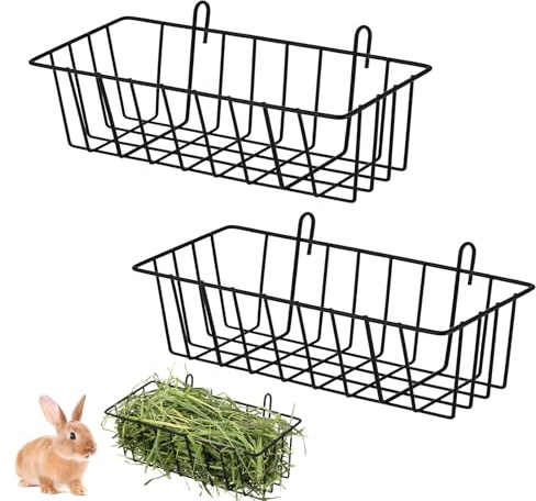 2 Pièces Râtelier À Foin - Mangeoire À Foin | Mangeoire Et Distributeur De Nourriture pour Animaux De Compagnie | Lapin Râteliers A Pendaison Fourrage en Métal Chargeur Résistant A l'usure