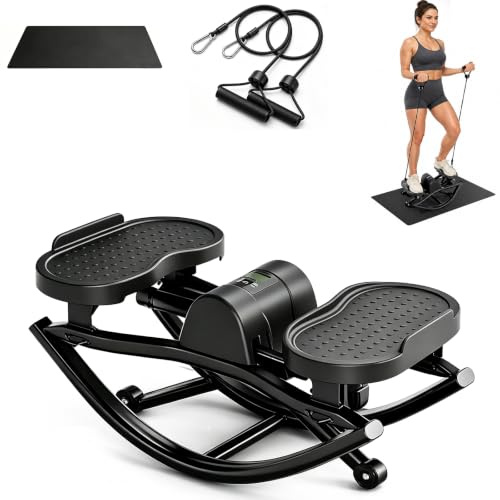 Rock Stepper, Portable Exercise Stepper Machine Balance Exerciser with LCD Monitor Twist Motion Leg Exerciser for Glutes Abs Upper Lower Body Men Women Senior Gym Bedroom Indoor Office