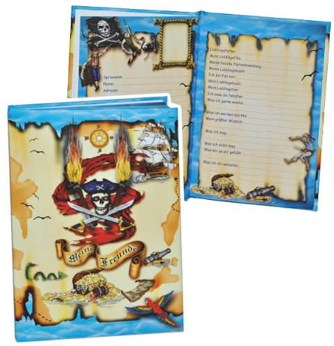 Meine Freunde Buch - Pirat für Jungen - dick gebunden für Schulfreunde Poesie A5 Hardcover - Freundebuch Poesiealbum Kinder Schule
