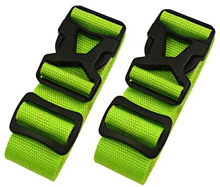 riemot 2 Stück Koffergurt Kofferband Gepäckgurt Kreuz Koffer Gurte Riemen Verstellbar & rutschfest - Reise Gadgets – geeignet für Geschäftsreisen und Tourismus - Grün