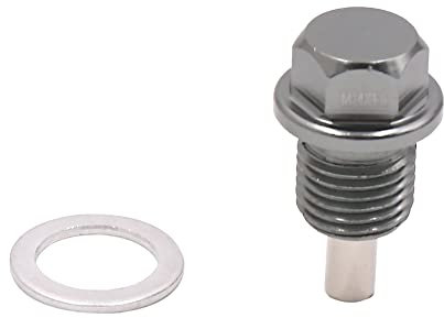 sourcing map M14X1.5 Ölablassschraube mit O-Ring Metall Magnet Motorölwanne Ablassschraube Grau