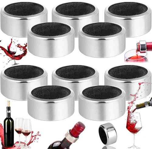 tris 10 Morceaux Bague pour Vin en Acier, Anneau Anti Goutte Vinm, Col Goutte à Vin, Pouvant Être Utilisée Dans des Bars, des Restaurants Et des Maisons