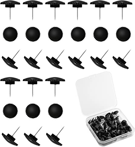 SAVITA 50 St Push Pins, Små Plast Push Pins Tryckstift Häftstift med Spetsar i Rostfritt Stål för Vägg Anslagstavla Korktavla (Svart)