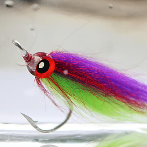 Tigofly 12 Stück 4 Farben 2/0 High Carbon Haken Wunded Minnow Fry Lachs Trout Sea Bass Steelhead Minnow Fly Fishing Flies Lures Lures