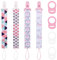 4 Piezas Cadena Chupete Bebe, Chupetes de Clip Bebé con 4 Anillo Silicona Adaptador de Chupete, Cadena Chupete Tela Sujeta Chupete para Niños y Niñas Baby Shower
