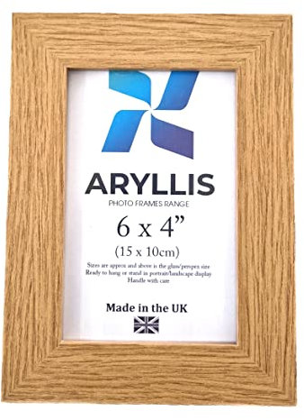 Aryllis 6x4 Photo Frame, French Oak Colour, Manufactured in the UK, Freestanding Picture Frame Fitted with Safety Perspex - *Choice of Colour & Size*