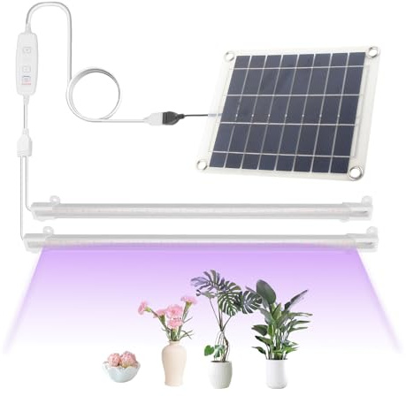 Solar Grow Lights for Outdoor Plants, Adjust Gooseneck Grow Light for Indoor Plants, Solar Plant Grow Light for Indoor Garden Balcony Greenhouse Herbs Vegetables Flowers Potted (30W)