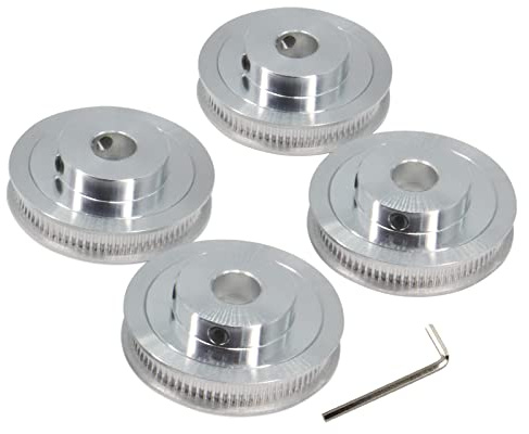 Yeebyee 4 stycken 2GT remskiva 80 tänder 12 mm hål 80T kuggremskiva synkronhjul aluminium för bredd 6 mm rem 3D-skrivare delar