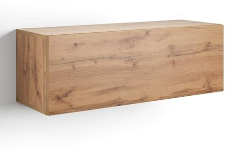 MOBILI FIVER, Unidad de Pared Easy 104 con Puerta hacia Arriba, Color Madera rústica, Aglomerado y Melamina, Armario de Pared para Entrada, Salon, Oficina, Made In Italy