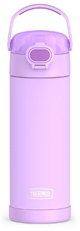THERMOS FUNTAINER 16 Ounce Stainless Steel Vacuum Insulated Bottle with Wide Spout Lid, Neon Purple