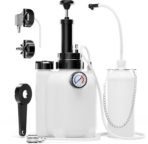 MKING 3L Manueller bremsenentlüftungsgerät Vakuumbremsenentlüftungskit mit Bremsflüssigkeitsabsauger, 1L Nachfüllflasche und Adaptern, EIN-Personen-Pneumatik-Entlüftungswerkzeug