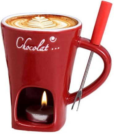 Genérico Taza para fondue de chocolate, taza para derretir chocolate con tenedores, juego de calentador de mantequilla, taza de café para fondue multiusos para caramelo, tapas, queso