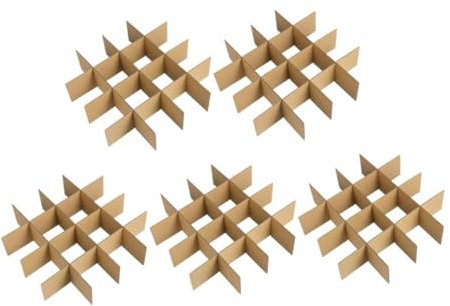 Générique Boîte De 5 Paquets Cloisons en Carton Boîtes à Images pour Le Déménagement Cartons De Déménagement pour Verrerie Kit d'emballage en Verre Diviseur De Verre Papier Khaki