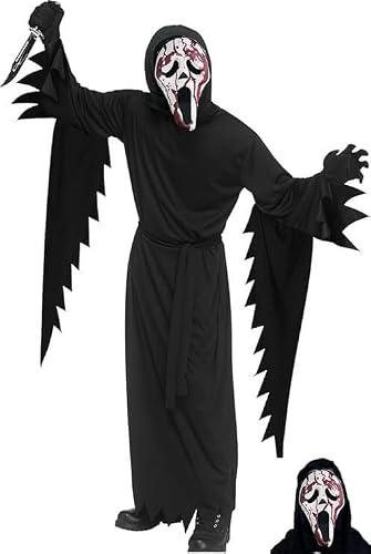 TaiXinYuly Scream Costume, Unisex Scream Costume con Ghostface Mask, Vestito Ghostface Adulto, Vestito Scream per Halloween Carnevale Cosplay Feste