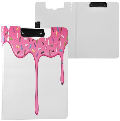 JUMBEAR Yummy - Portapapeles de helado A4 con clips dobles, tablero plegable con tapa, organizador personal ligero adecuado para hospitales, oficinas, escuelas, negocios, suministros de aula